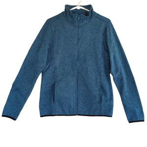Dolcevida Women's L Blue Speckled Fleece Full Zip Sweater Jacket Pockets